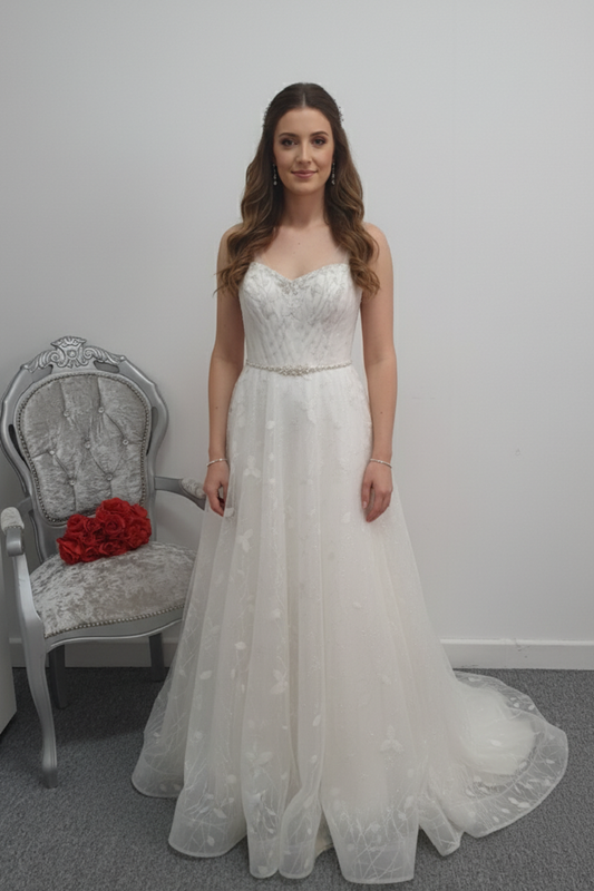 Rebecca Ingram '' Sigrid ''ivory glitter wedding dress UK 10