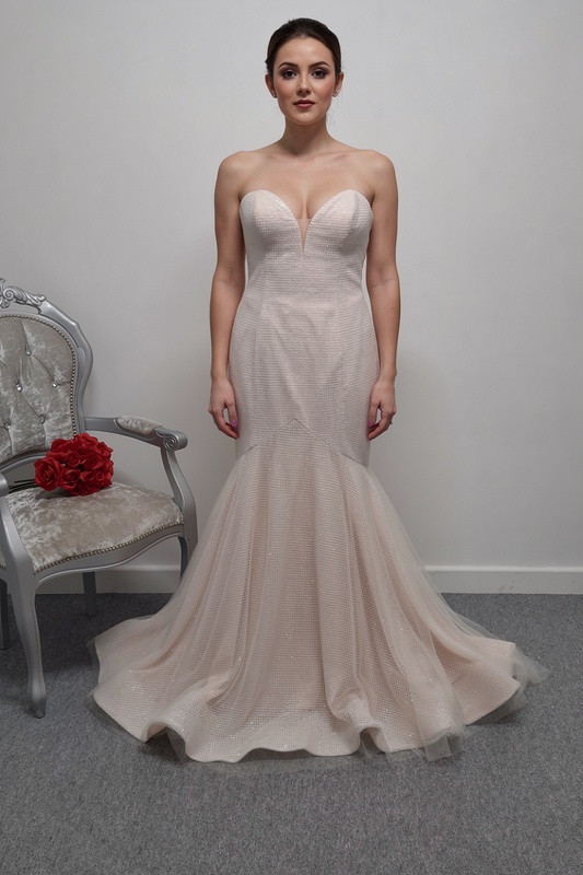 San Patrick blush pink glitter wedding dress UK 16
