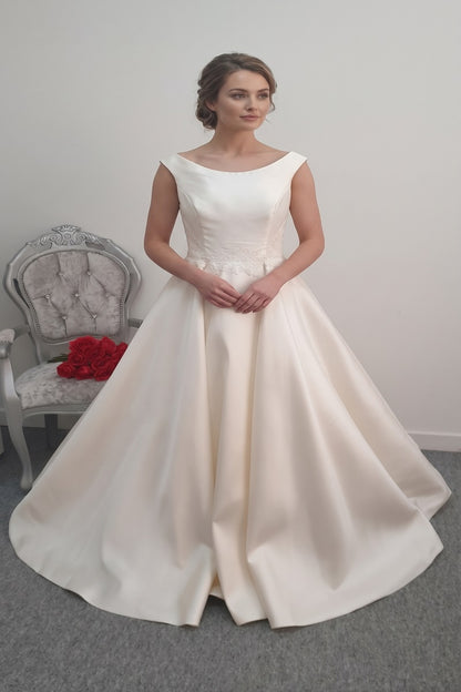 Lou Lou bridal mikado satin wedding dress UK 14