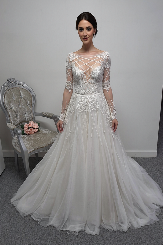 Hayley Paige ivory cashmere colour wedding dress UK 10