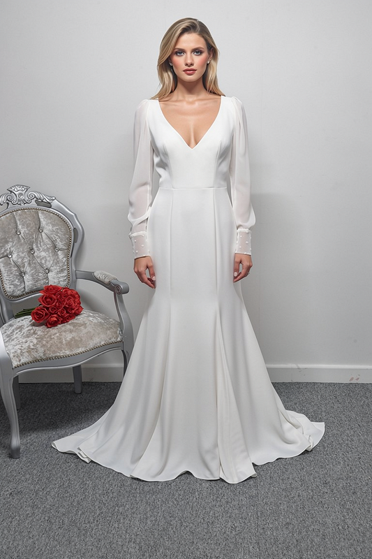 Georgia bridal ivory crepe wedding dress UK 10