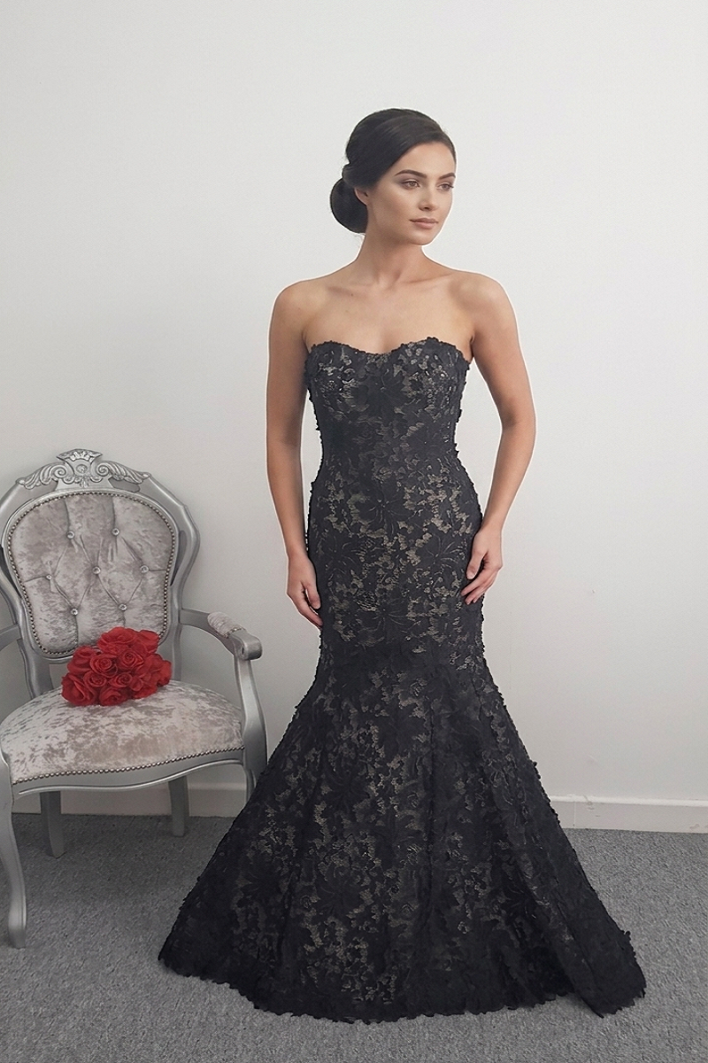 Ian Stuart black champagne wedding dress US 8