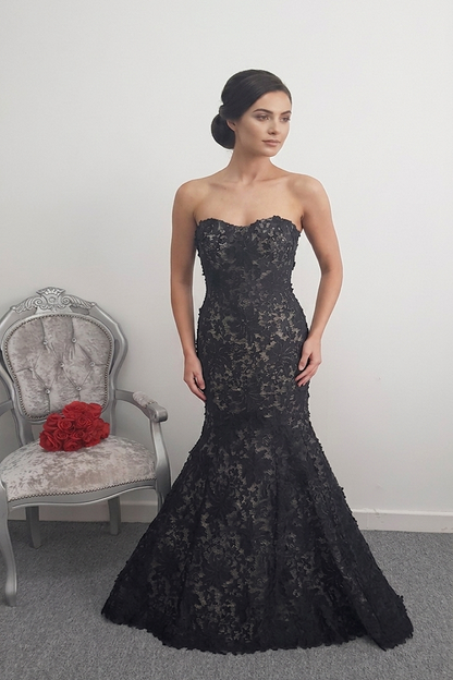 Ian Stuart black champagne wedding dress US 8