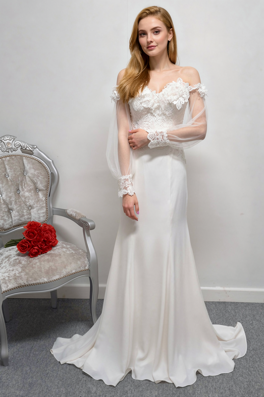 Charlotte Bridal ivory crepe wedding dress UK 10
