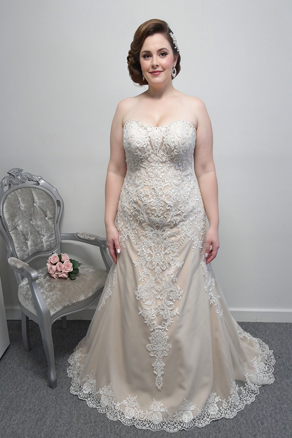Romantica ''Catalina'' ivory/rum pink wedding dress UK 18