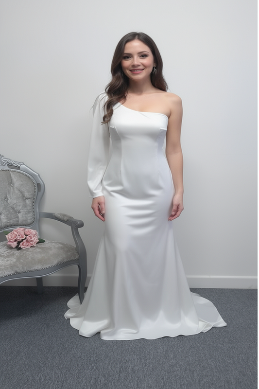 Liri bridal ivory wedding dress with one sleeve EU 40 , UK 10