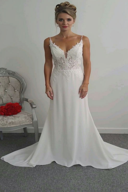 Romantica ivory crepe wedding dress UK12