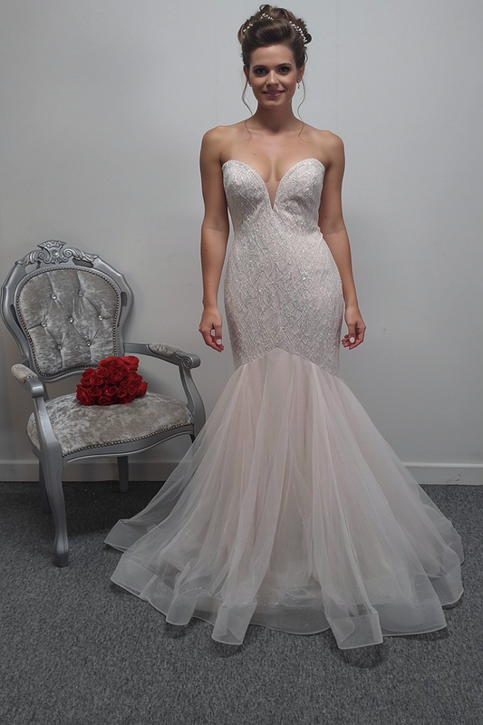 Rebecca Ingram ivory blush wedding dress UK 14