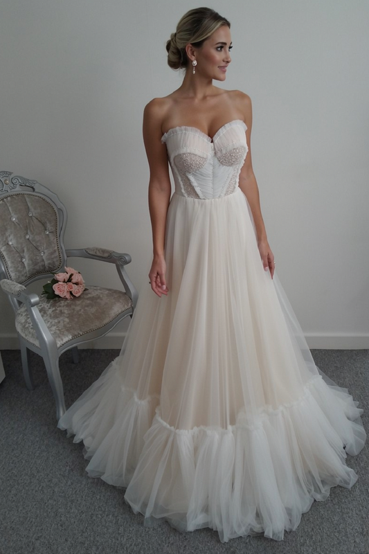 Luce Sposa ivory champagne wedding dress US 10