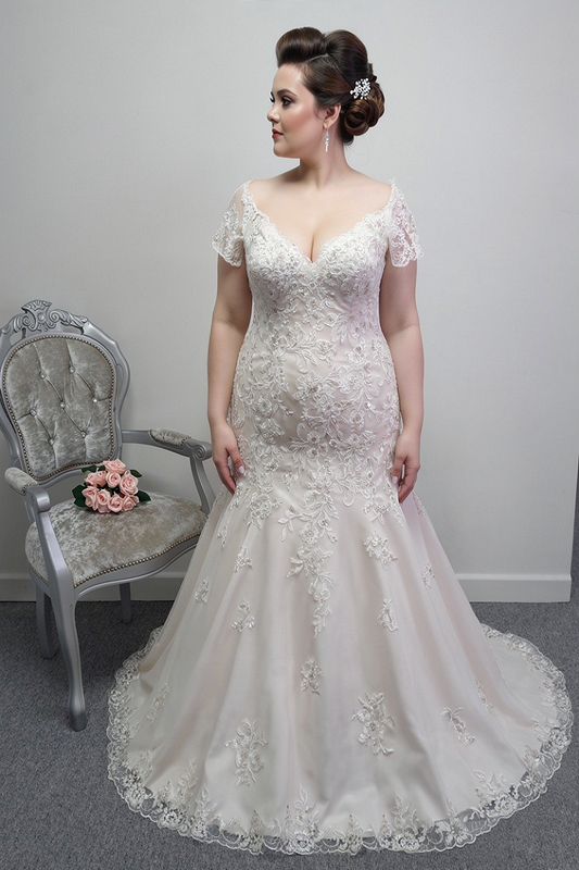 White Rose Aubrey ivory/nude wedding dress UK 20
