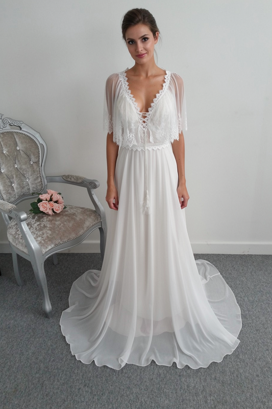 Wilderly bride ''Isobel'' sand/ivory boho wedding dress UK 10