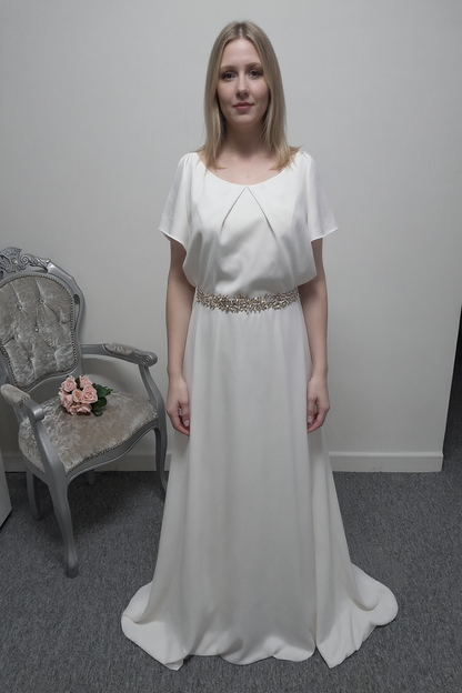 Mary's bridal ivory crepe wedding dress UK 12