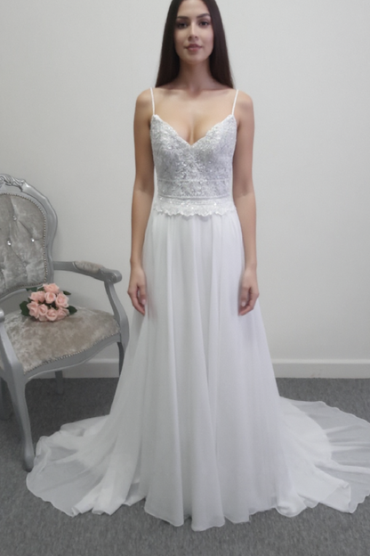 Rebecca Ingram white chiffon wedding dress UK 6