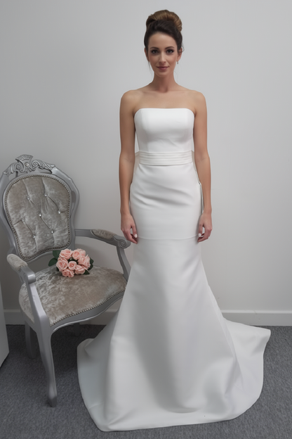 Nicole Milano Afrodite mikado fitted wedding dress UK 8