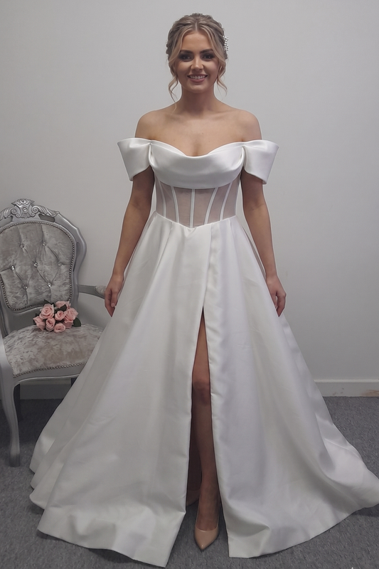 Eva Lendel mikado satin wedding dress size 44, UK 14