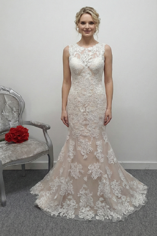 Demetrios 757 nude/ivory wedding dress  UK 8