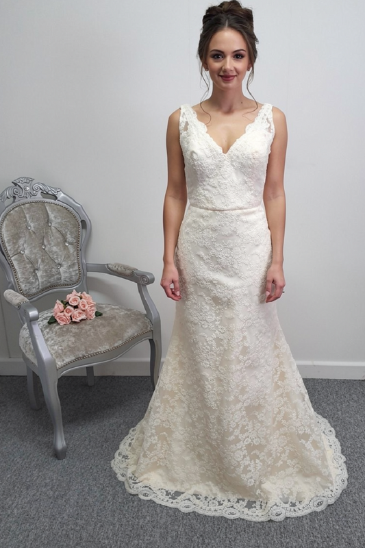 Tara Keely 2306 ivory lace wedding dress size UK 12