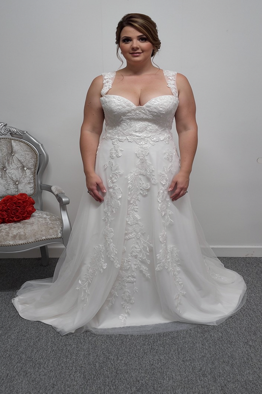 Millie May ivory wedding dress with off the shoulder straps UK 16