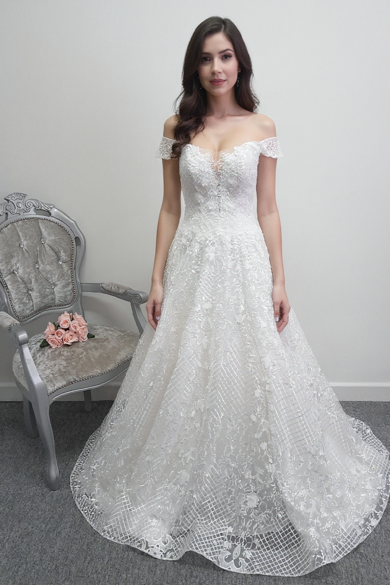 Mary's bridal off the shoulder ivory wedding dress UK 6/8