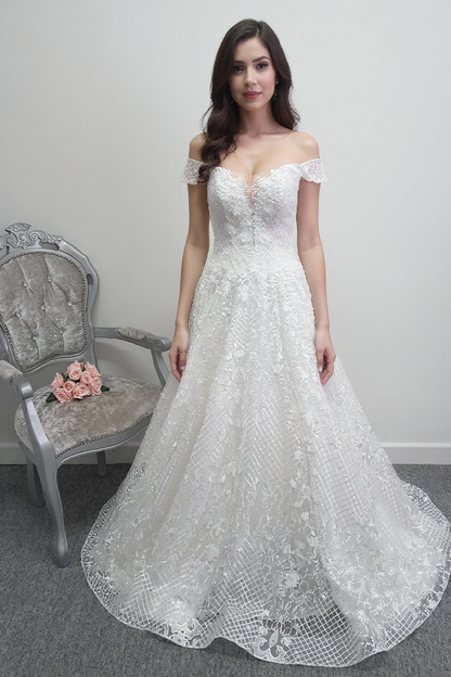 Mary's bridal off the shoulder ivory wedding dress UK 6/8