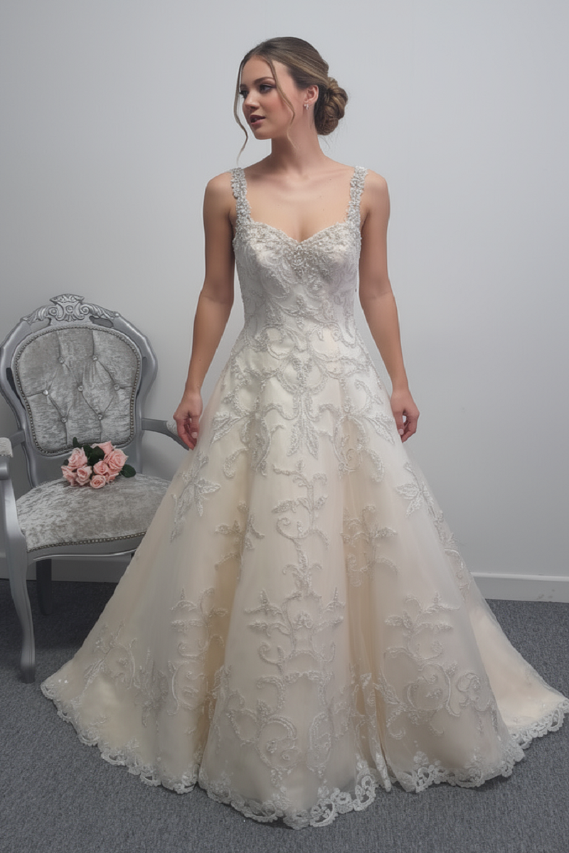 Christine Dando vanilla colour wedding dress UK 12
