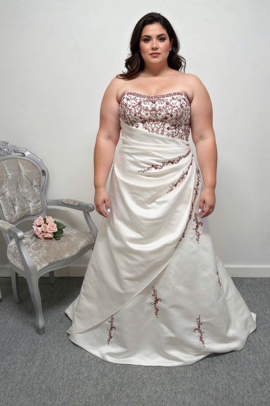 Romantica ''Eleanor'' ivory burgundy wedding dress UK 28/30
