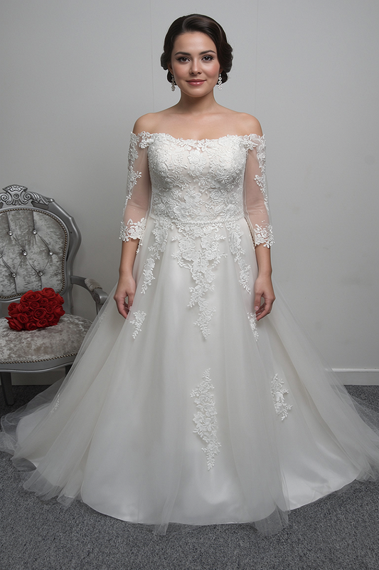 Romantica ivory wedding dress with sleeves UK 16