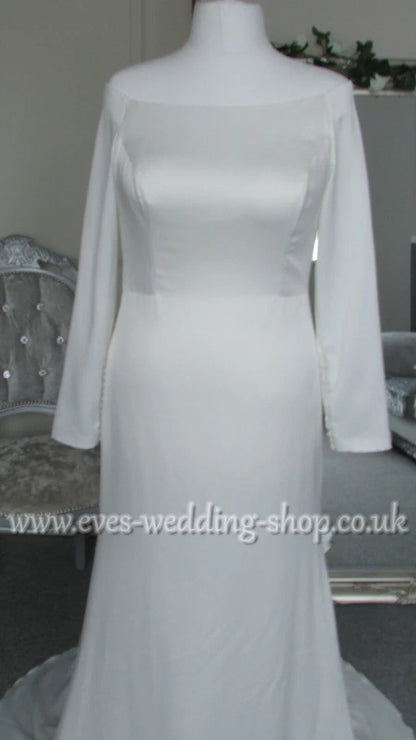 Bianco Evento  off shoulder ''Tiffany'' ivory wedding dress UK 14
